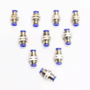 10pc One Touch Push In Fittings Bulkhead Union 1/4"OD MettleAir MTM1/4