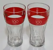 Rare 2015 Coca-Cola Celebrating 100 Years Of Contour Glasses Set Of 2