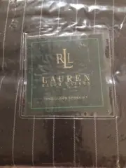 RALPH LAUREN "METROPOLITAN PLACE" 1pc QUEEN BEDSKIRT BROWN WHITE STRIPE NIP