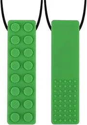 Silicone - Sensory Chew Necklace for Children and Adults with Autism - Robust, Durable - Green - Suitable for Boys and Girls