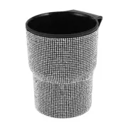 Car Trash Can Rhinestones Hanging Air Vent Plastic Trash Bin White 1 Pcs