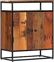 Side Cabinet for Living Room, Reclaimed Wood & Steel, Unique Small Storage Coffee Bar Buffet