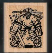 GOALIE HOCKEY PLAYER Ice Rink SPORT HOBBY STAMPIN' UP! wood NEW RUBBER STAMP
