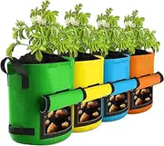 Potato Grow Bags,4-Pieces Nonwoven Fabric Gallon Grow Pots with Handles | Nursery Pots, Gardening Tools for Taro Tomatoes Radish Carrots Onions Garlic