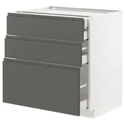 METOD / MAXIMERA base cb 3 frnts/2 low/1 md/1 hi drw, white/Voxtorp dark grey, 80x60x80 cm