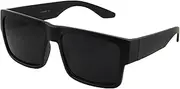 [grinderPUNCH] Square Black Super Dark Sunglasses | Men Women | Stylish Modern Model Gangster
