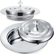 1 Plates Silver Communion Set with Lid, Stainless Steel Bread Tray Plates for...