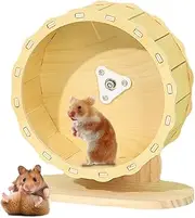 Wooden Hamster Wheel - Silent Small Pet Exercise Spinner | Small Animal Exercise Round Accessories Quiet Spinner, Non Tipping Fitness Training Tool for Mice Gerbils and Reptile Enclosures