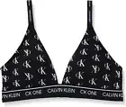 Calvin Klein Women's Ck One Cotton Lightly Lined Triangle Bralette, Black, M.