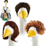 Porch Geese Wigs Hair | Cute Porch Geese Braid Wig - Garden Decoration Accessories for Patio Courtyard, Set of 3 Yard Statue Decor Costumes