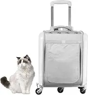 Wheeled Pet Carrier Backpack,Comfort Cat Backpack with Rolling Wheels and Mesh Ventilation Windows,Dog Backpack with Wheels for Small Cats and Dogs,Gray