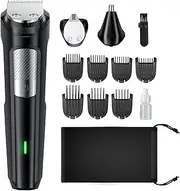 RICAF Beard Trimmer Hair Clipper for Men, 13 Piece Men’s Grooming Kit with Cordless Rechargeable Hair & Nose Trimmer Electric Shaver, Stainless Steel Blades for Painless Facial & Body Hair Removal