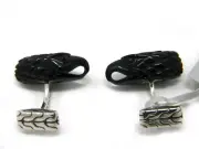 John Hardy Mens Legends Eagle Silver Head Cufflinks with Black Onyx NWT