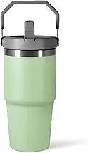 20 oz Tumbler with Handle, Insulated Tumbler with Lid and Flip Straw Leak Proof Double Wall Stainless Steel Vacuum Travel Coffee Mug Insulated Water Bottle Thermal Cup, Cupholder Friendly, Green Lid