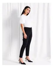 [Tokito] Maya Petite Mid Rise Cropped Organic Blend Cotton Sateen Pants in Black