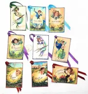 9-Easter-Vintage-Ephemera-Spring-Junk Journal-Linen Cardstock-Gift-Hang-Tags