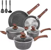 Granite Pots and Pans Set Ultra Nonstick 11Pc Die-Cast Cookware Sets Frying Pan