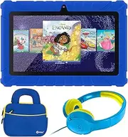 Contixo 7 inch Kids Learning Tablet Bundle - V8 50+ Disney Storybooks Includes (Value $200), Headphone & Tablet & Bag for Kids, 32GB, Android 11, Parental Controls, Dual Camera - DarkBlue