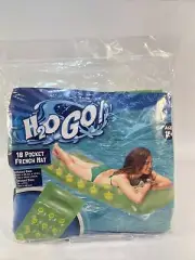 H2O Go Bestway 18 Pocket French Mat NEW GREEN Pool Beach Lake Floats
