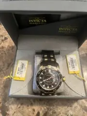 Invicta Men's Pro Diver GMT Black Dial Black Poly & Gold Steel Watch 6991