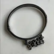 Marlyn Schiff Dark Silver Charm Bracelet Bangle NWT