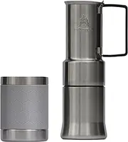nCamp - Café, Portable Coffee Maker, Portable Espresso Machine, Compact Camping Coffee Maker, Stainless Steel Travel Coffee Maker with Camping Coffee Cup, Reusable, 12 oz