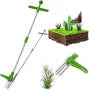 Weed Puller, Manual Weeder Stand Up Weeder Hand Tool, Weeder Tool Puller Weed Extractor with Steel Handle and 3 Claws, Lawn Garden Tool Standup Weed Root Pulling Tool and Picker, Grabber