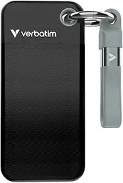 Verbatim Pocket SSD 2TB (External NVMe SSD, USB 3.2 Gen 2, up to 1000 MB/s Read and Write Speed, Portable Hard Drive for Mac, PC & Game Console, Black/Grey)