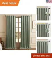 Super Soft Sage Green Velvet Curtains 42"W x 84"L - Noise Reducing 2 Panels