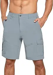[Generic] Mens Cargo Shorts Drawstring Elastic Waist Pants Stretch Lightweight Work Shorts 2025 Casual Summer Hiking Pants, Grey-a, 3X-Large
