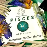 PISCES Zodiac Roller Bottle Crystal Set for Essential Oil Astrology Wicca Gift