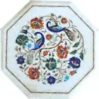 2'x2' Marble Console Center Table Top Lapis Lazuli Peacock Inlay Hallway Decor