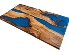 Blue Epoxy Resin Dining Table Tops, Resin Arts Table, Counter Desk Table Decors