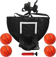 Basketball Hoop for Trampoline, Adjustable Soft Rebounder Net, Sturdy Trampoline Attachment with 4 Balls and Pump, Safe Outdoor Sports Game for Kids, Family Fun, Playground Activity