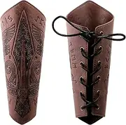 HAQUIL Medieval Faux Leather Wrist Guard, Adjustable Viking Bracer, Norse Sword Symbol Arm Guard for Costume and LARPs (1 Piece)