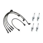 Bosch Ignition Leads + 4 x Denso Iridium Power Spark Plugs for Ford Courier PE