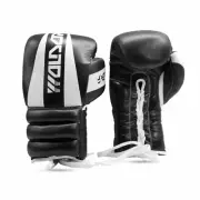 Boxing Bag Gloves Kickboxing Lace Up Sparring Punching Bag Black Leather Gloves
