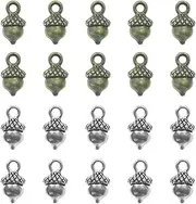 [HAIKING] Pine Cone Pendant, 20 PCS Bronze and Silver Natural Nut Shape Christmas Charm for Bracelet, Necklace, Jewelry Making (0.47 x 0.23in)