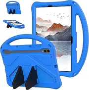 Kids Case for Samsung Galaxy Tab S9 FE+ Plus/Galaxy Tab S9+ Plus 12.4 Inch 2023 Full Protective Cover with S-Pen Holder Handle Stand Lightweight Shockproof Cover Blue