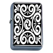 Popular Patterns D7 Flip Top Oil Lighter Wind Resistant Black & White