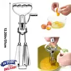Hand Crank Egg Beater Stainless Steel Rotary Hand Whisk Manual Egg Mixer Tool AU