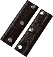 VASANA 2Pcs Black PU-Leather Handbag Handle Wrap Cover with 3 Row Alloy Clasp Luggage Bag Soft Grip Protector for Shopping Bag Travel Suitcase Tote Bag, Black, 13x9cm/5.1x3.5inch