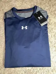 NEW Men's Under Armour Long Sleeve Medium Blue Gray Compression Shirt MSRP $60