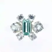 Neon Green Tourmaline and White Montana Sapphire Ring