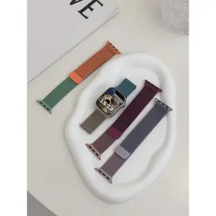 軟軟派雙色米蘭磁吸女款適用蘋果AppleWatch手表iwatch87se鋼表帶