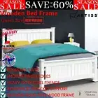 Artiss Wooden Bed Frame Queen Size Mattress Base Timber Solid Wood Modern White