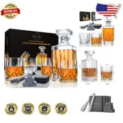 Complete Whiskey Decanter Set: Glasses, Stones & Coasters in Elegant Gift Box