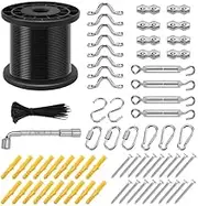 IMAGE String Light Hanging Kit, 164FT String Light Suspension Kit with Nylon Coated and Stainless Steel 304 Wire Rope, Light Hanging Kit for Outdoors