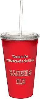 Tree-Free Greetings cc34614 Badgers College Football Fan Artful Traveler Double-Walled Cool Cup with Reusable Straw, 16-Ounce