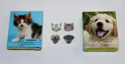Set of 4 Mini Tattoo Boxes with 4 Mini Dogs and Cats Tattoos on One Sheet